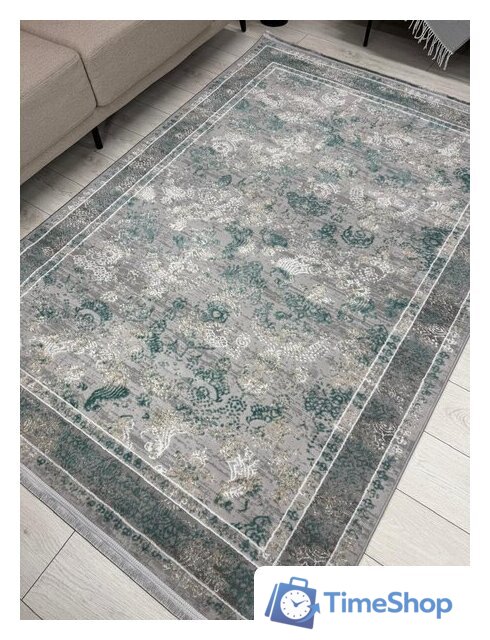 Ковер для жилой комнаты Radjab Carpet Афина Прямоугольник 9008A 12799RK (1.6x2.3, Grey/Green) - Изображение №4 — Интернет-магазин Time-Shop