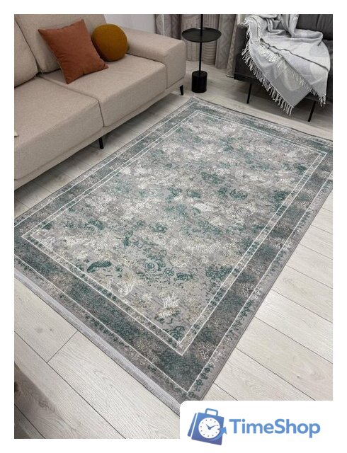 Ковер для жилой комнаты Radjab Carpet Афина Прямоугольник 9008A 12799RK (1.6x2.3, Grey/Green) - Изображение №2 — Интернет-магазин Time-Shop