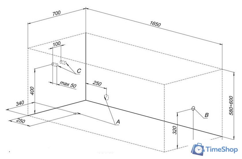 Ванна Aquanet Bright 165x70 - Изображение №6 — Интернет-магазин Time-Shop