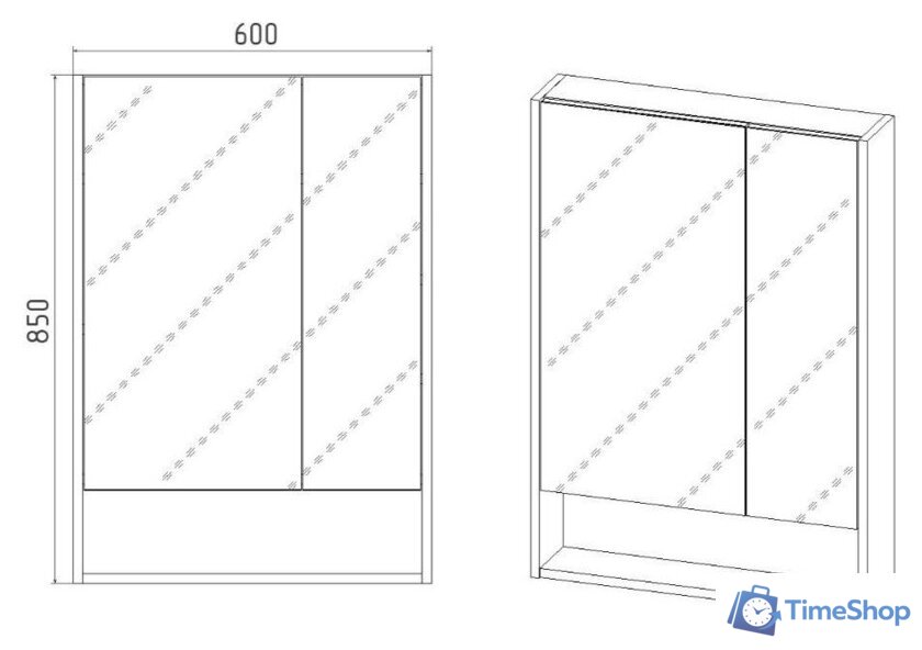  Viant Шкаф с зеркалом Мальта 60 VMAL60-ZSH - Изображение №5 — Интернет-магазин Time-Shop