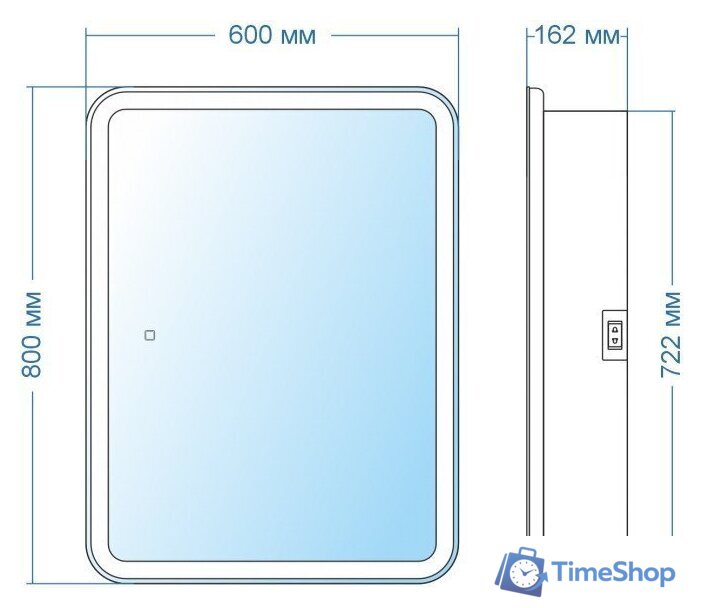  Doratiz Шкаф с зеркалом Doratiz Аква Плюс 60 2711.937 (белый,с подсветкой) - Изображение №8 — Интернет-магазин Time-Shop