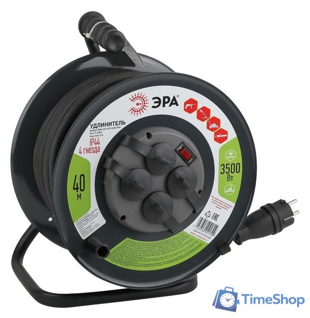 Удлинитель на катушке ЭРА RMx-4es-3x2.5-40m-IP44(KG) Б0043059 - Изображение №1 — Интернет-магазин Time-Shop