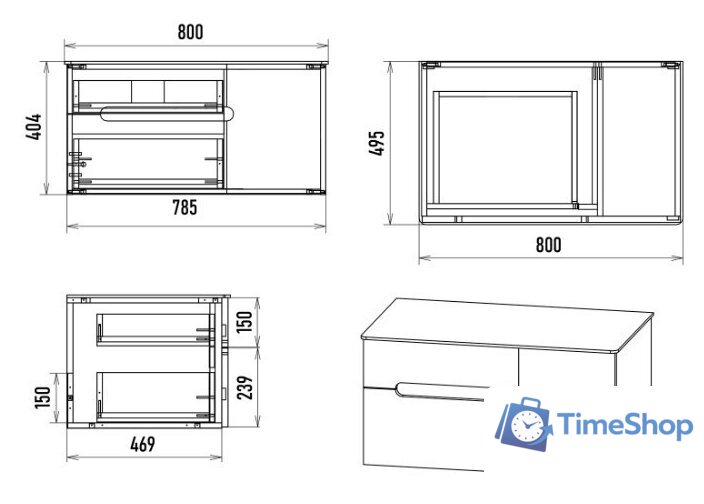  Misty Тумба под умывальник Роял 80 П-Роя-01080-021П2Я (подвесная, черный) - Изображение №8 — Интернет-магазин Time-Shop