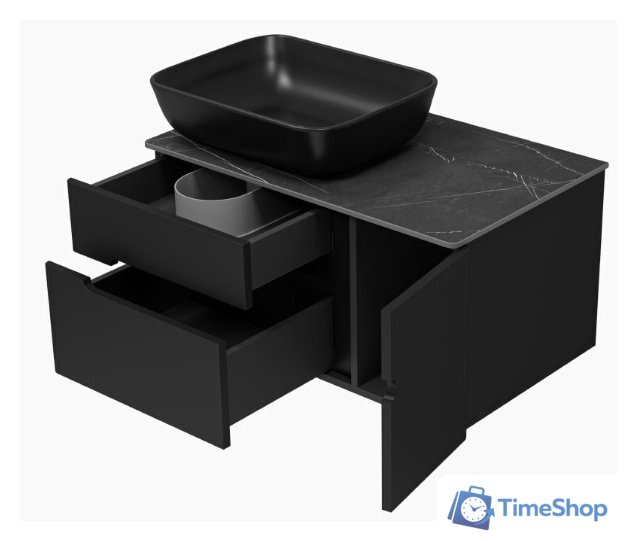  Misty Тумба под умывальник Роял 80 П-Роя-01080-021П2Я (подвесная, черный) - Изображение №4 — Интернет-магазин Time-Shop