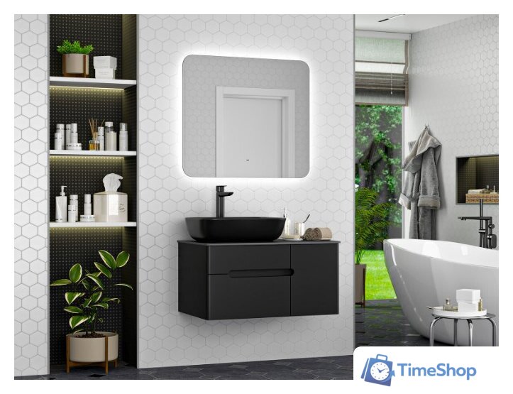  Misty Тумба под умывальник Роял 80 П-Роя-01080-021П2Я (подвесная, черный) - Изображение №7 — Интернет-магазин Time-Shop