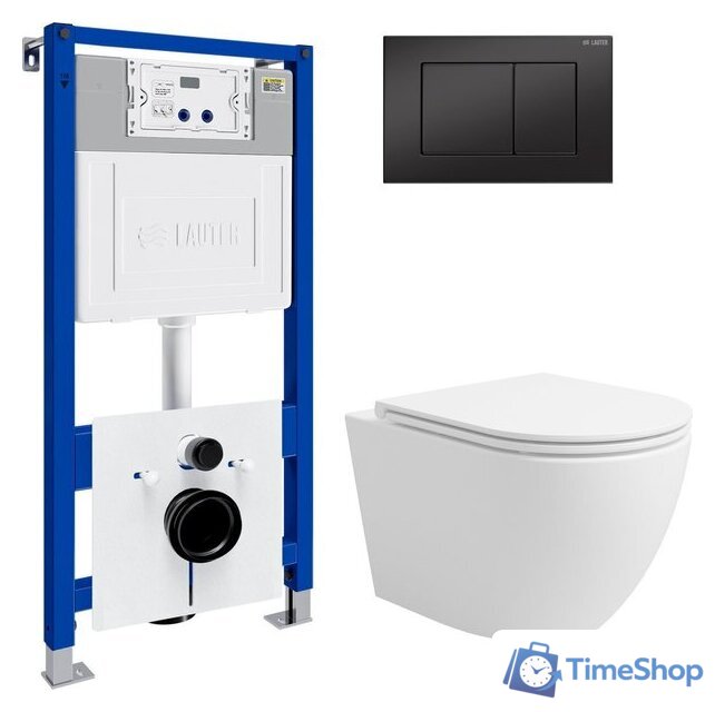 Унитаз подвесной Lauter Vortex 2110830 с кнопкой 219704J (прямоугольная, черный) - Изображение №1 — Интернет-магазин Time-Shop