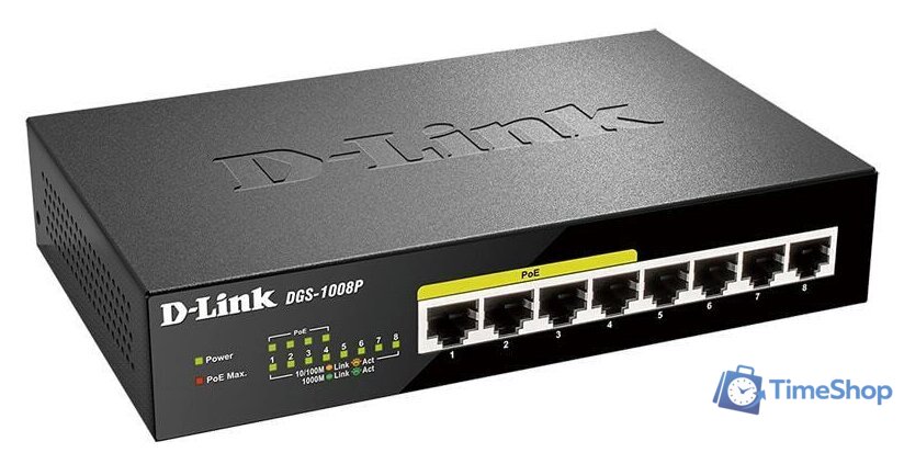 Неуправляемый коммутатор D-Link DGS-1008P/E1A - Изображение №2 — Интернет-магазин Time-Shop
