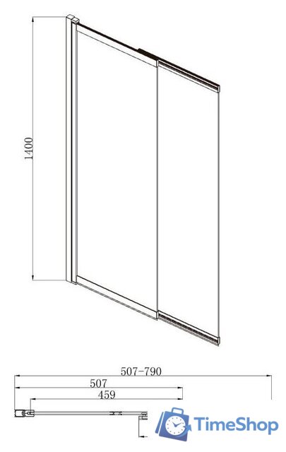 Стеклянная шторка для ванны Adema NFA-612 (прозрачное стекло) - Изображение №3 — Интернет-магазин Time-Shop