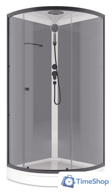 Душевая кабина Domani-Spa Simple 99 90x90 DS01Sm99LGrCl00.Gt-V1.2-Black (серый/прозрачное стекло) - Изображение №1 — Интернет-магазин Time-Shop