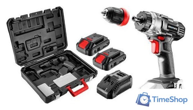 Дрель-шуруповерт GRAPHITE 58G022-SET2 (с 2-мя АКБ, кейс) - Изображение №1 — Интернет-магазин Time-Shop
