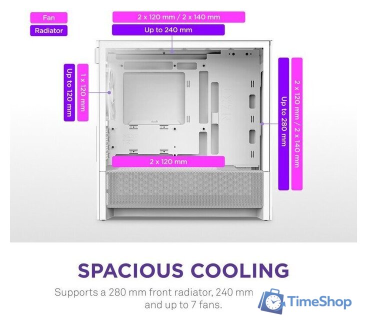 Корпус NZXT H3 Flow CC-H31FW-01 - Изображение №5 — Интернет-магазин Time-Shop