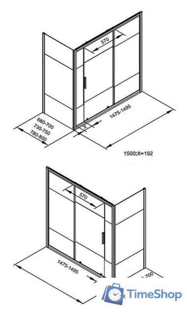 Стеклянная шторка для ванны Aquanet Practic AE10-B-180H150U-CP (прозрачное стекло) - Изображение №2 — Интернет-магазин Time-Shop