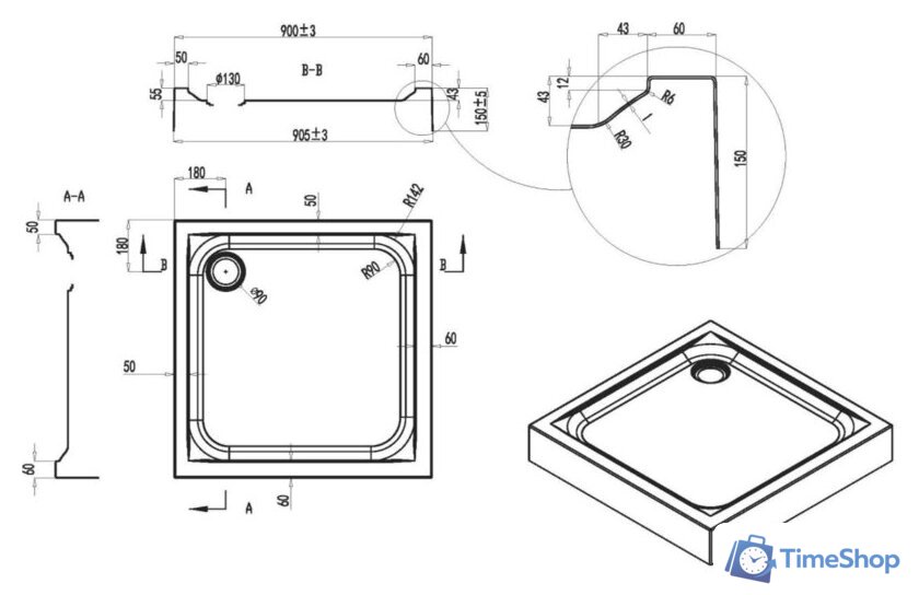 Душевой поддон AM.PM Gem W90T-403-090W - Изображение №2 — Интернет-магазин Time-Shop