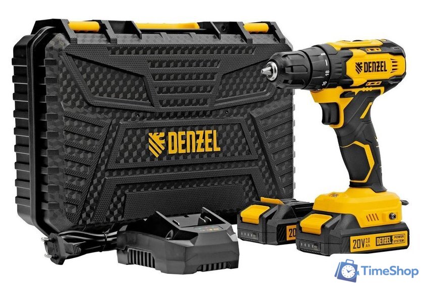 Дрель-шуруповерт Denzel CDQ-20 (с 2-мя АКБ, кейс) - Изображение №1 — Интернет-магазин Time-Shop