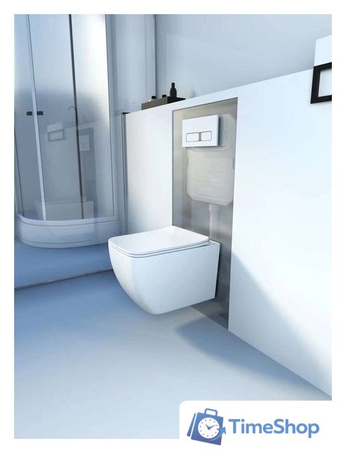 Унитаз подвесной Roxen Cube в комплекте с инсталляцией StounFix Dual Fresh 6 в 1 534002 (кнопка: белый глянец) - Изображение №8 — Интернет-магазин Time-Shop