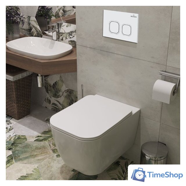 Унитаз подвесной Roxen Cube в комплекте с инсталляцией StounFix Dual Fresh 6 в 1 534002 (кнопка: белый глянец) - Изображение №10 — Интернет-магазин Time-Shop