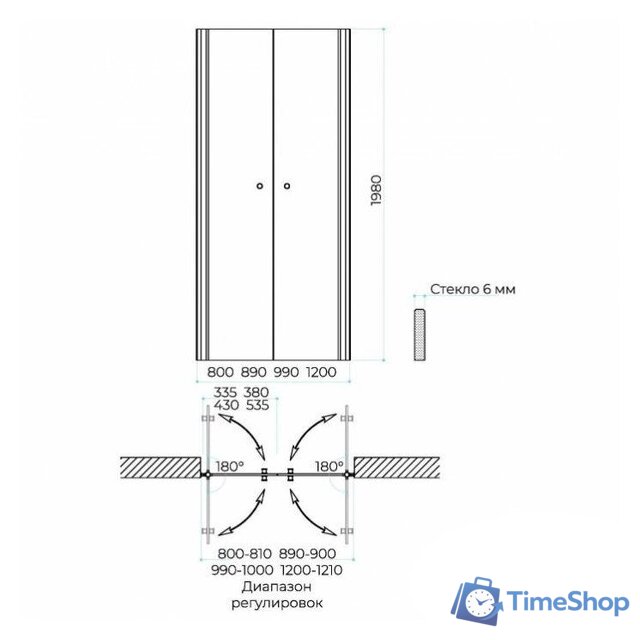 Душевая дверь MaybahGlass 198x89 MGD-436-5 (сатин стекло/хром матовый) - Изображение №8 — Интернет-магазин Time-Shop