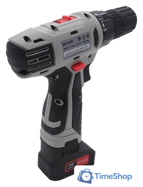 Дрель-шуруповерт Ресанта ДА-24-2ЛК (с 2-мя АКБ, кейс) - Изображение №2 — Интернет-магазин Time-Shop