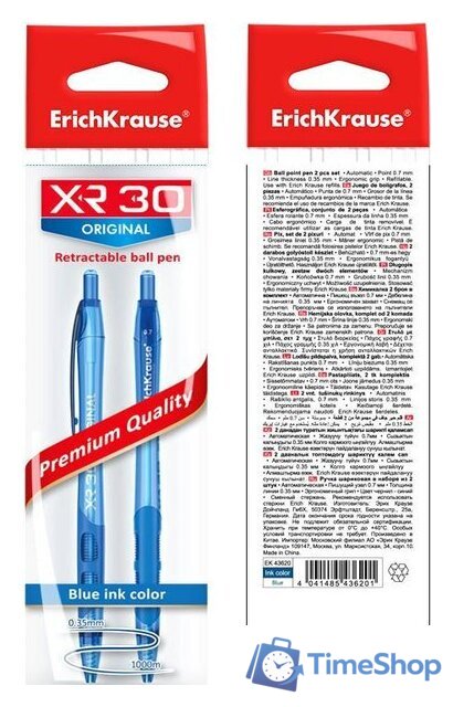 Набор шариковых ручек Erich Krause XR-30 Original синий 43620 (12 шт) - Изображение №4 — Интернет-магазин Time-Shop