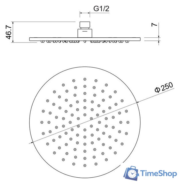 Верхний душ Aquatek AQ2077BGM (черный хром) - Изображение №2 — Интернет-магазин Time-Shop