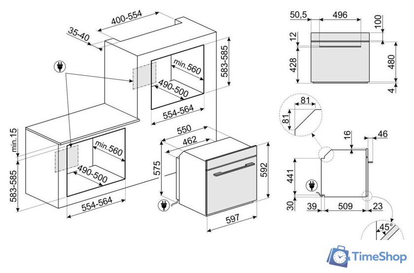 Электрический духовой шкаф Smeg SF6100VN1 - Изображение №2 — Интернет-магазин Time-Shop