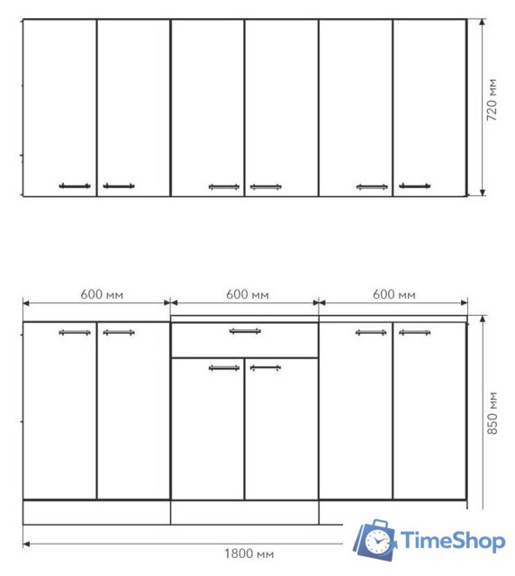 Готовая кухня Агута Альфа 1.8/60 (бензин/холодный серый/дуб бунратти) - Изображение №2 — Интернет-магазин Time-Shop