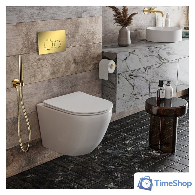 Унитаз подвесной Roxen Antares в комплекте с инсталляцией StounFix Dual Fresh 6 в 1 968010 (кнопка: золото глянцевое ) - Изображение №8 — Интернет-магазин Time-Shop