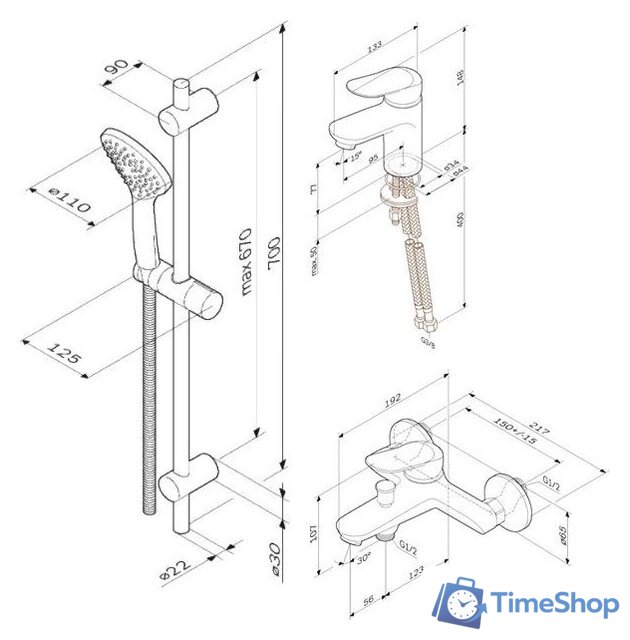 Комплект смесителей AM.PM Sunny F40985C00 - Изображение №2 — Интернет-магазин Time-Shop