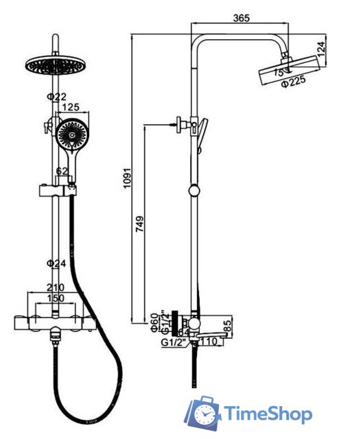 Душевая система  Ledeme L2427D - Изображение №2 — Интернет-магазин Time-Shop