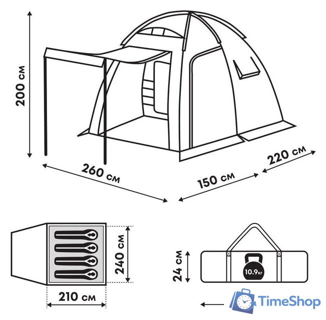 Кемпинговая палатка RSP Outdoors Sharl 4 - Изображение №17 — Интернет-магазин Time-Shop