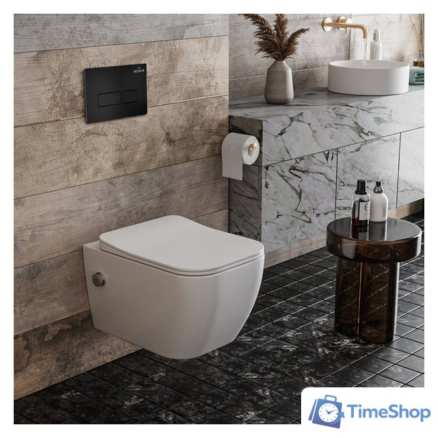 Унитаз подвесной Roxen Cube Bidet One Rimless 6 в 1 StounFix Dual Fresh 583046 (кнопка: черный матовый) - Изображение №8 — Интернет-магазин Time-Shop