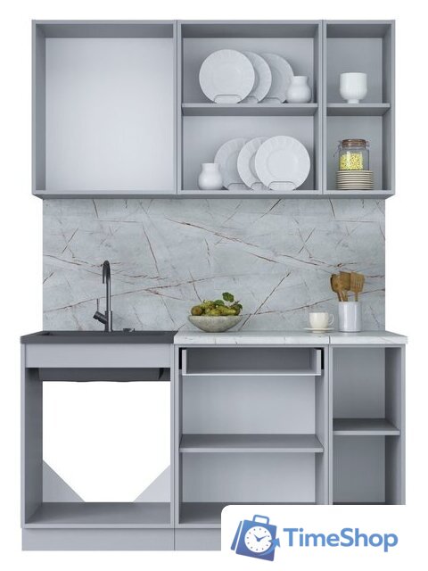 Готовая кухня Интерлиния Мила Лайт 1.5 (белый платинум/белый платинум/дуб бунратти) - Изображение №4 — Интернет-магазин Time-Shop