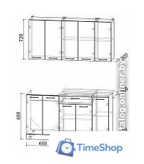 Готовая кухня Интерлиния Мила Лайт 1.5 (белый платинум/белый платинум/дуб бунратти) - Изображение №6 — Интернет-магазин Time-Shop