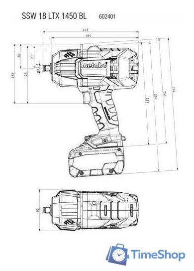 Гайковерт Metabo SSW 18 LTX 1450 BL 602401850 (без АКБ) - Изображение №2 — Интернет-магазин Time-Shop