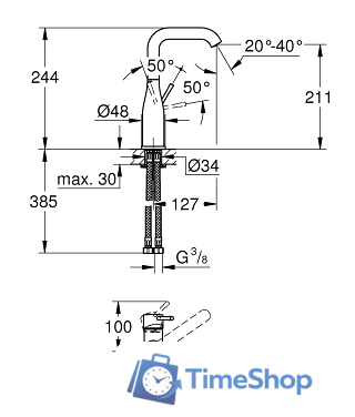 Смеситель Grohe Essence New [23541001] - Изображение №2 — Интернет-магазин Time-Shop