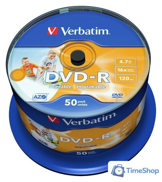 DVD-R диск Verbatim 4.7Gb 16x 43533 (50 шт.) - Изображение №1 — Интернет-магазин Time-Shop