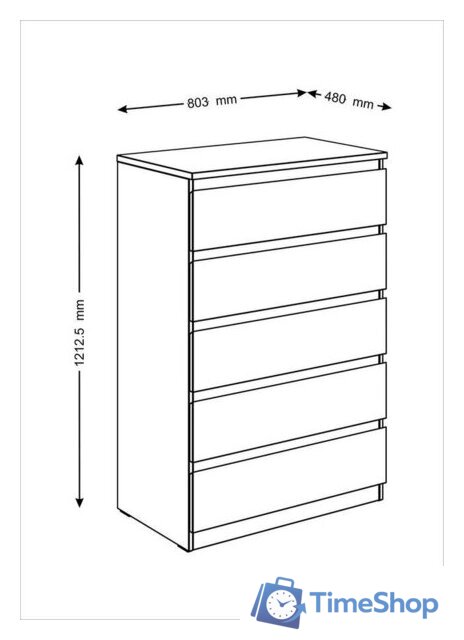Комод Mio Tesoro Мальта 5 ящиков 80x121 2.05.02.090.3 (дуб сонома) - Изображение №5 — Интернет-магазин Time-Shop