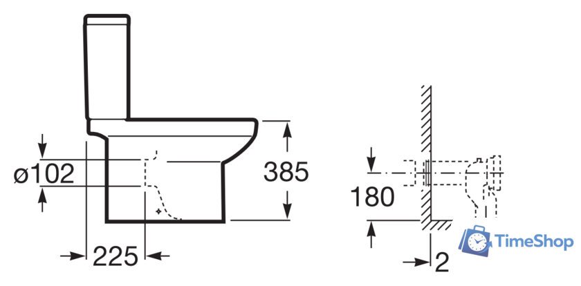 Унитаз напольный Roca Dama Senso [342517000] (без бачка, без сиденья) - Изображение №5 — Интернет-магазин Time-Shop
