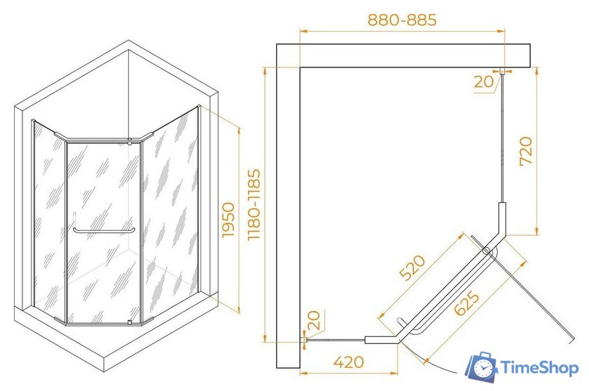 Душевой уголок RGW PA-091B 35089192-14 90x120 (черный/прозрачное стекло) - Изображение №2 — Интернет-магазин Time-Shop