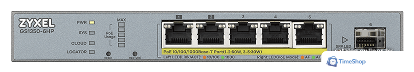 Управляемый коммутатор 2-го уровня Zyxel GS1350-6HP - Изображение №2 — Интернет-магазин Time-Shop