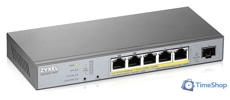 Управляемый коммутатор 2-го уровня Zyxel GS1350-6HP - Изображение №4 — Интернет-магазин Time-Shop