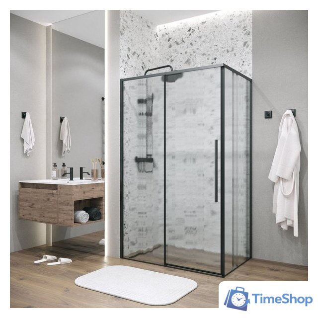 Душевой уголок Grossman Galaxy 100x90x195 120.K33.01.1090.21.02 (черный матовый/стекло шиншилла) - Изображение №6 — Интернет-магазин Time-Shop