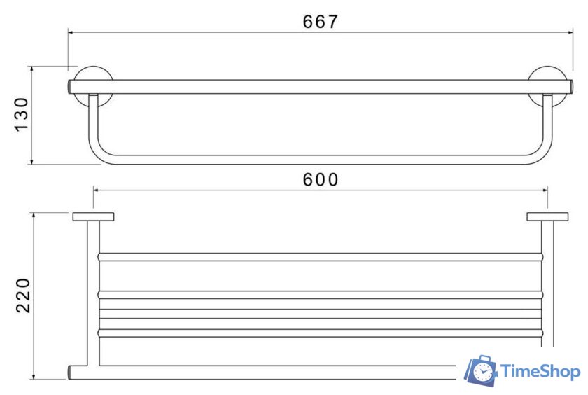 Полка для полотенца Aquatek Оберон AQ4215MB (черный матовый) - Изображение №2 — Интернет-магазин Time-Shop