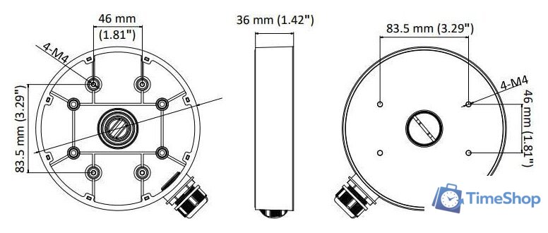 Крепление для камер видеонаблюдения Hikvision DS-1280ZJ-DM55 - Изображение №2 — Интернет-магазин Time-Shop