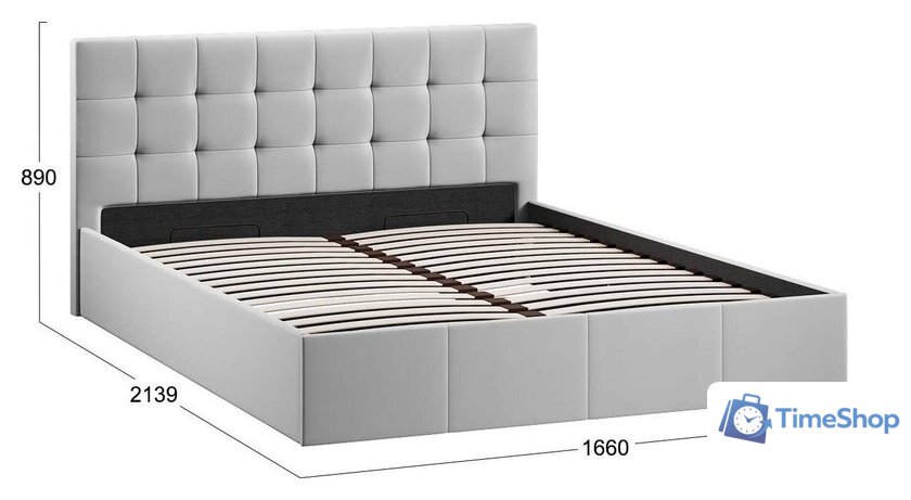 Кровать Трия Эмма с ПМ 160x200 (велюр Confetti Silver) - Изображение №5 — Интернет-магазин Time-Shop