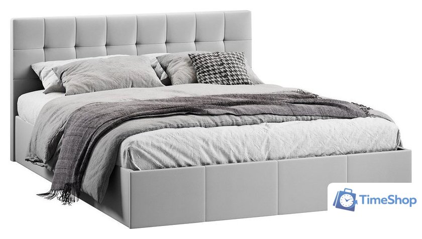 Кровать Трия Эмма с ПМ 160x200 (велюр Confetti Silver) - Изображение №3 — Интернет-магазин Time-Shop