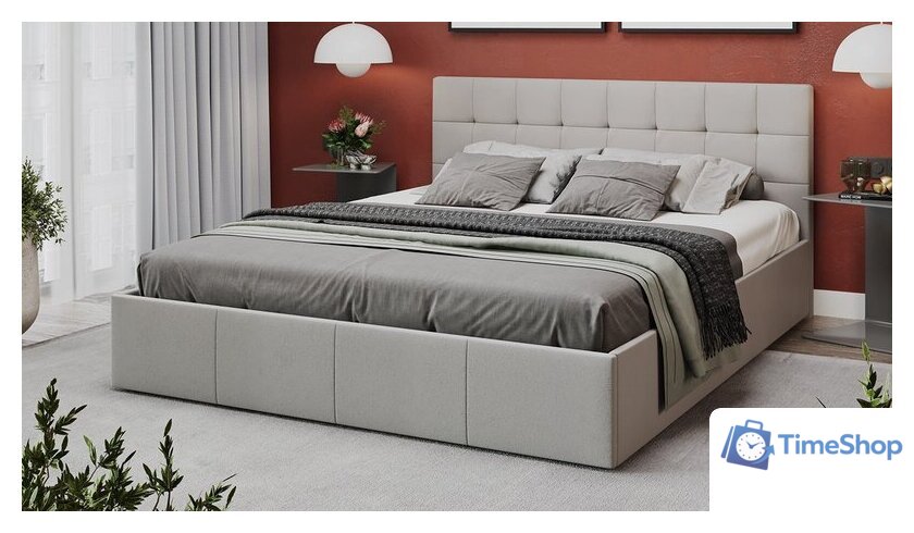 Кровать Трия Эмма с ПМ 160x200 (велюр Confetti Silver) - Изображение №4 — Интернет-магазин Time-Shop