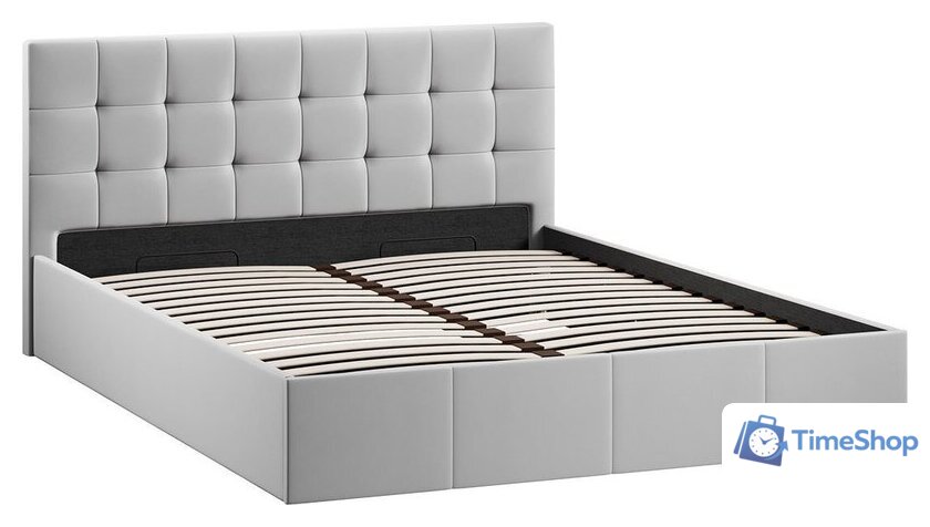 Кровать Трия Эмма с ПМ 160x200 (велюр Confetti Silver) - Изображение №1 — Интернет-магазин Time-Shop