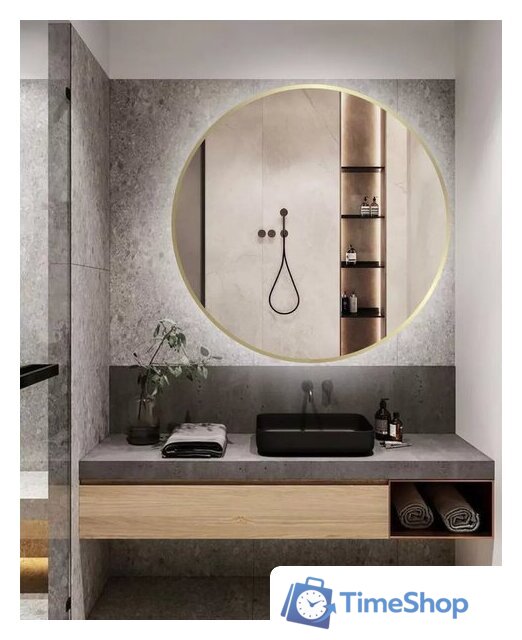 Зеркало с подсветкой  EMZE 90 LED.UV.90.90.AUR.MOTION (золотой с УФ-окантовкой и подсветкой) - Изображение №1 — Интернет-магазин Time-Shop