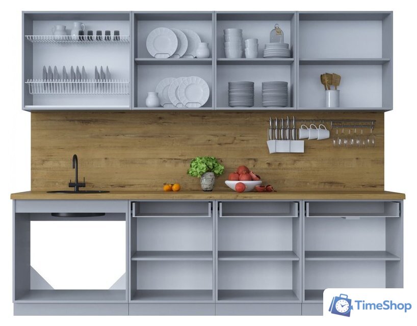 Готовая кухня Интерлиния Мила Шато 2.7А (белый/белый/кастилло темный) - Изображение №4 — Интернет-магазин Time-Shop